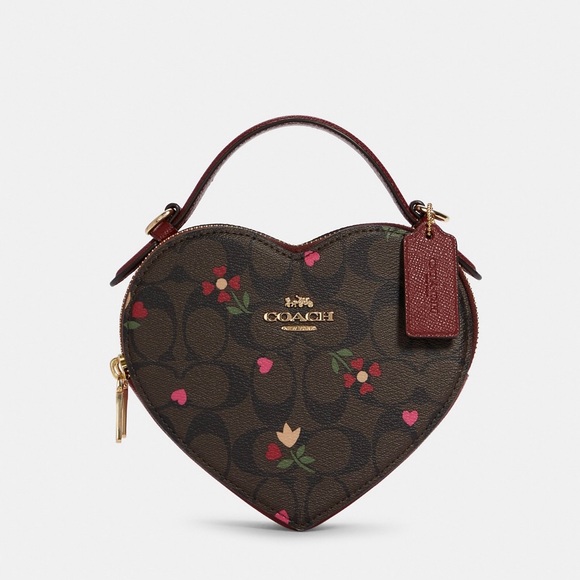 Coach Handbags - Heart Crossbody In Signature Canvas With Heart Petal Print